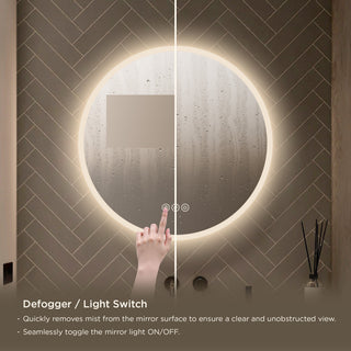 Fogless, Color Temperature Adjustable LED Mirror, 24" Round