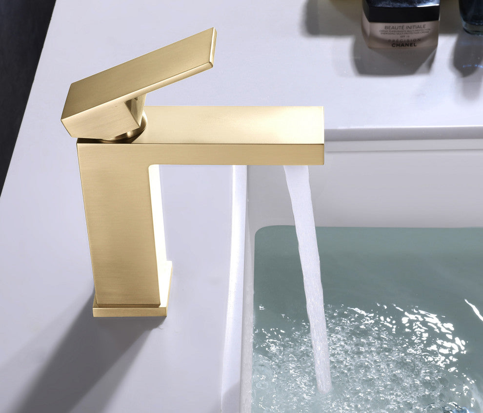 Alma Single Handle Basin Faucet with a pop up drain , Upc Certified, Gold