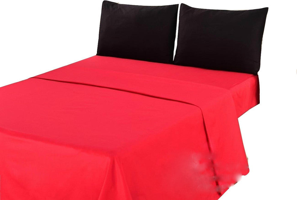 Tache Bed Sheet Set, 4-Piece, Vibrant Red and Black, King