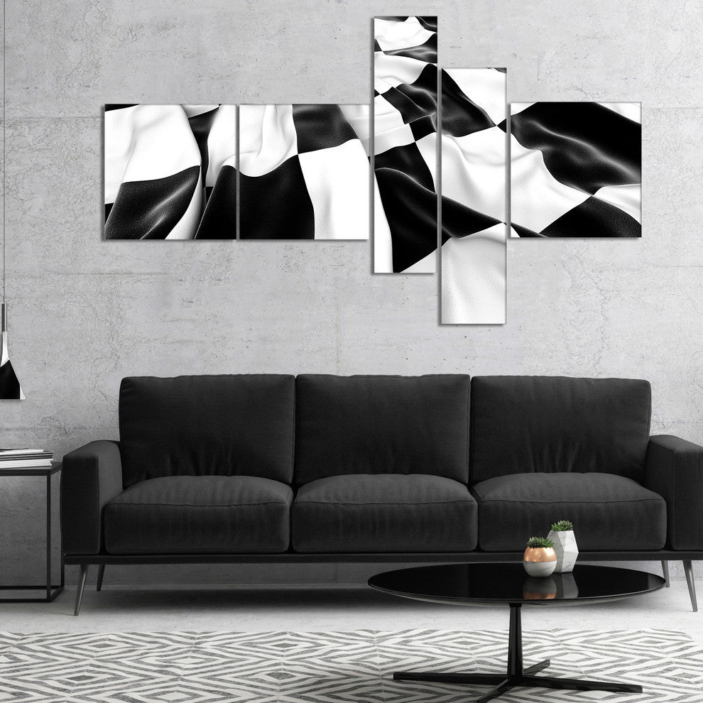 3D Checkered Flag, Abstract Canvas art print, 60"x32", 5 panels