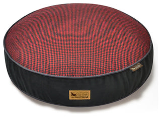 Round Bed Houndstooth, Red and Black, Large