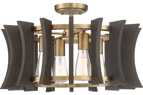 Quoizel QOP5196AB Four Light Pendant, Aged Brass Finish