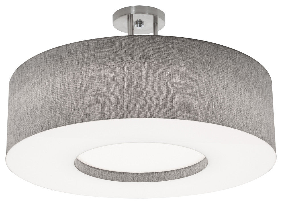 Montclair 24" LED Semi-Flush Mount, Satin Nickel Finish, Gray Shade