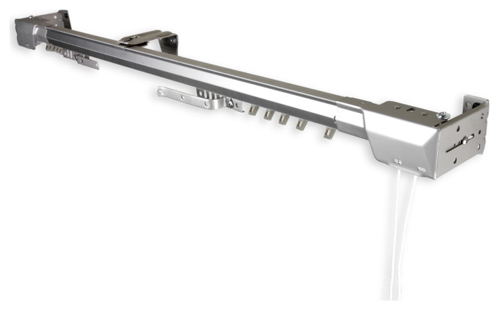 Heavy Duty Traverse Rod, Center Open, Silver, 66-120"