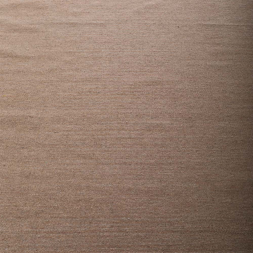 HAND WOVEN FLAT WEAVE KILIM WOOL ECO-FRIENDLY AREA RUGS-Solid,Light Brown