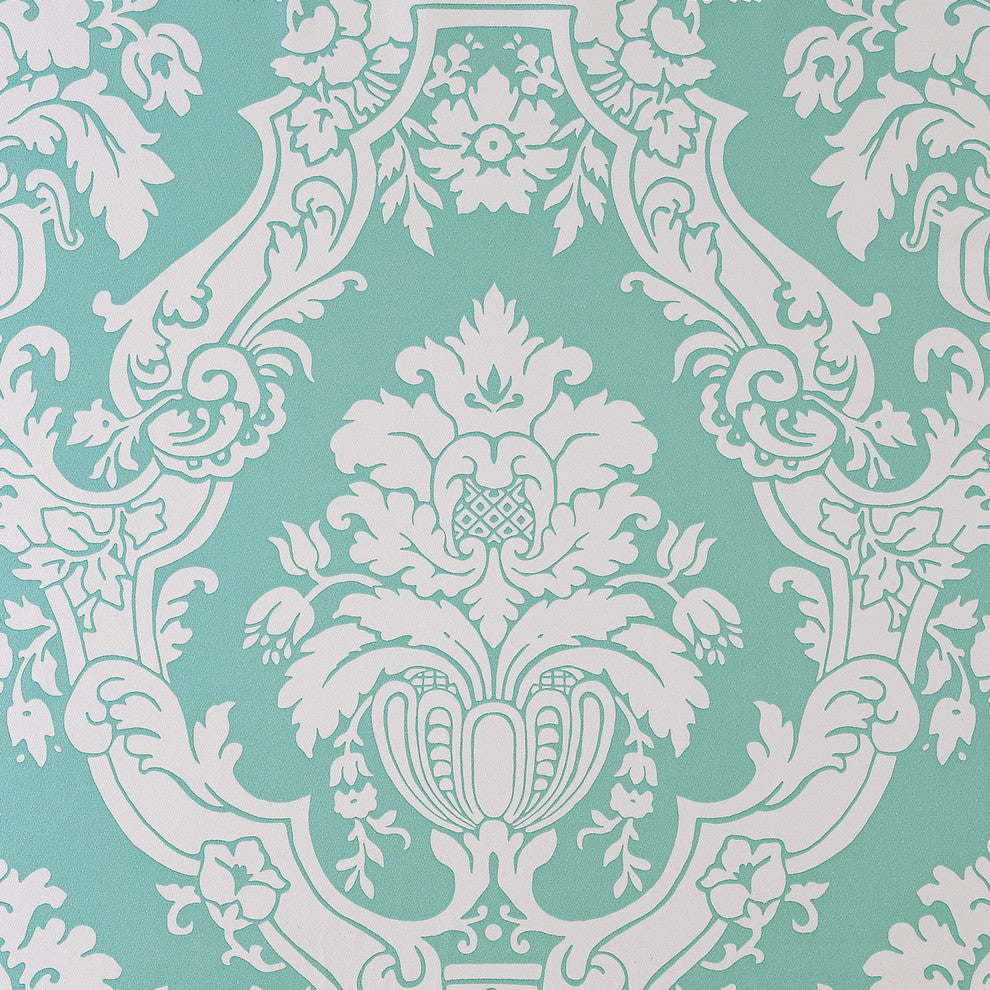Mikado Damask Wallpaper, Teal, Bolt