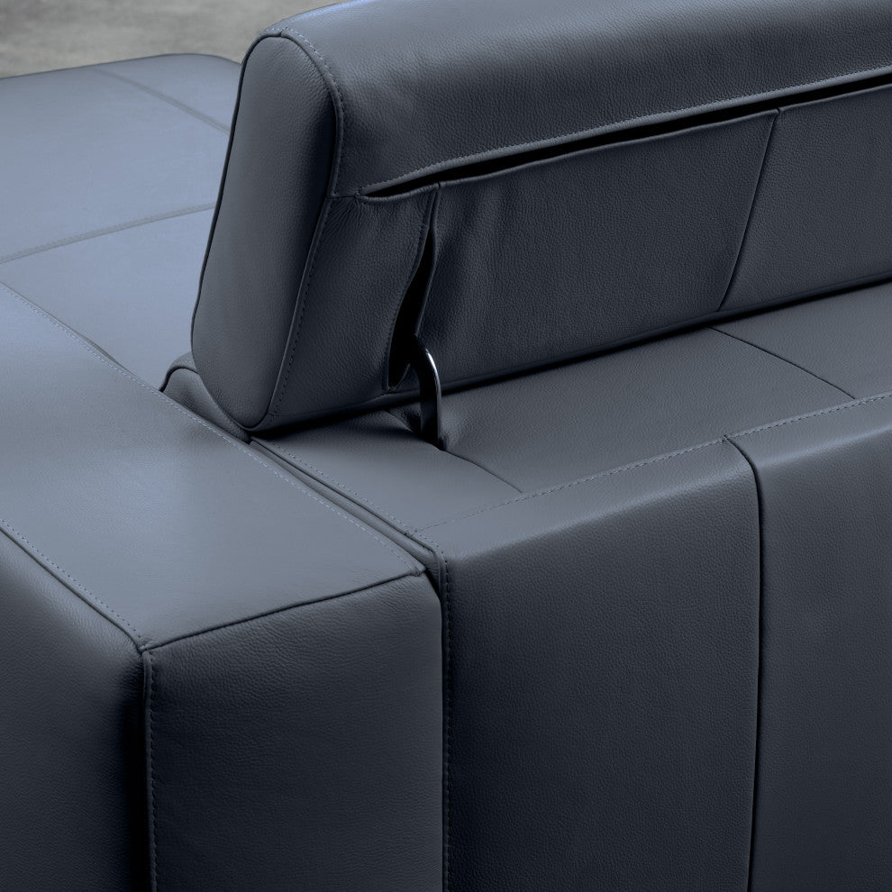 Claudius Leather 4pc Sectional With Power Seats and Adjustable Headrests