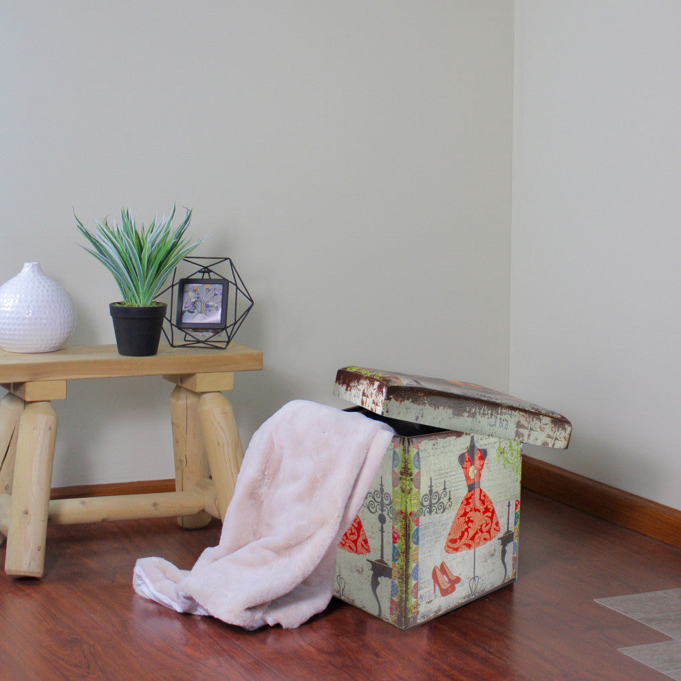 Vintage-Style Dress Theme Storage Box, 15.5"
