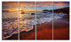 Stunning Ocean Beach at Sunset, Seashore Canvas Print, 48"x28", 4 Panels