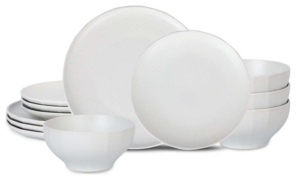 Stone Lain Rio Stoneware 12-Piece Dinnerware Set, Beige