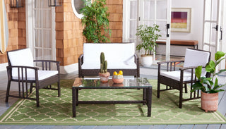 Safavieh Outdoor Reslor 4 Piece Living Set Brown/White Cushion