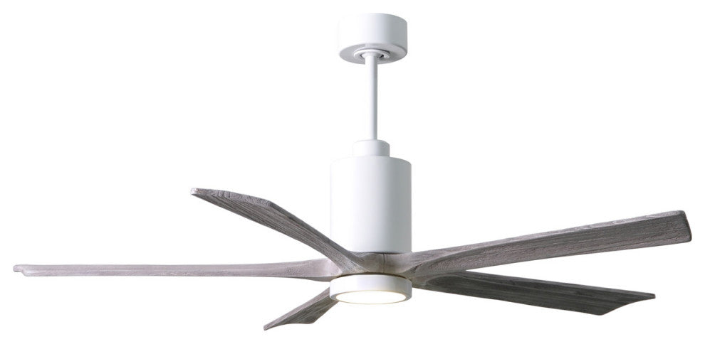 Matthews Fan, Patricia-5 Ceiling Fan, Lighting Kit, Gloss White, 60", Barn Wood