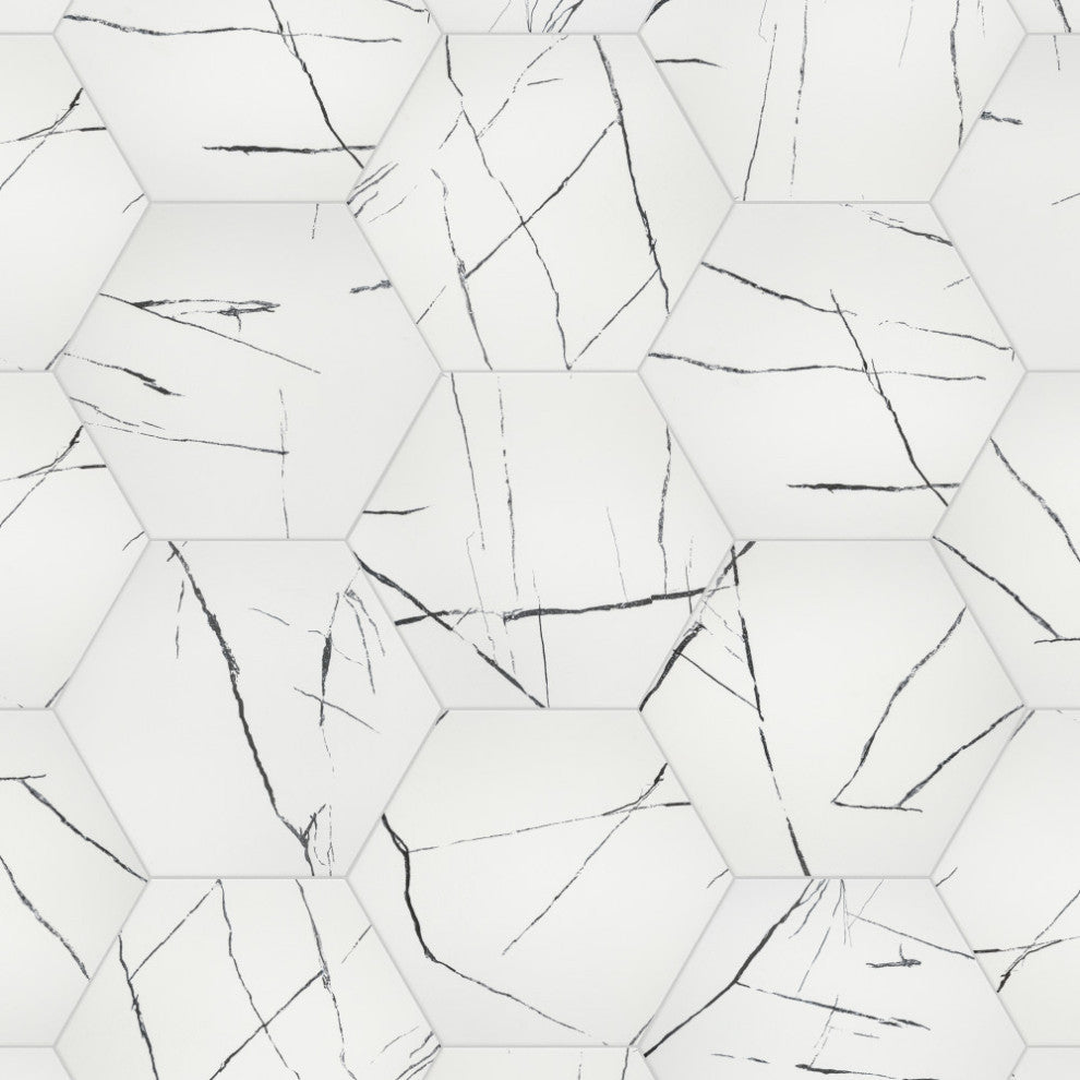 Visium Hex White Porcelain Floor and Wall Tile