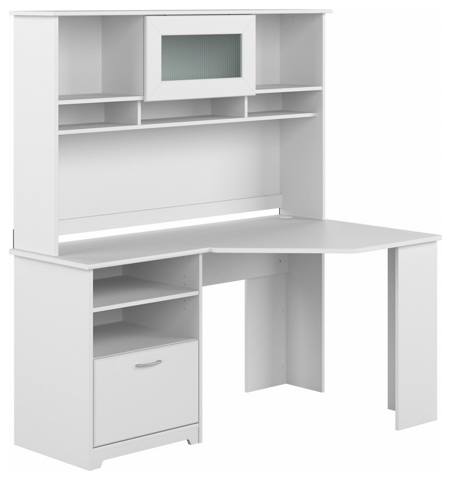 Cabot 60W Corner Desk With Hutch, White