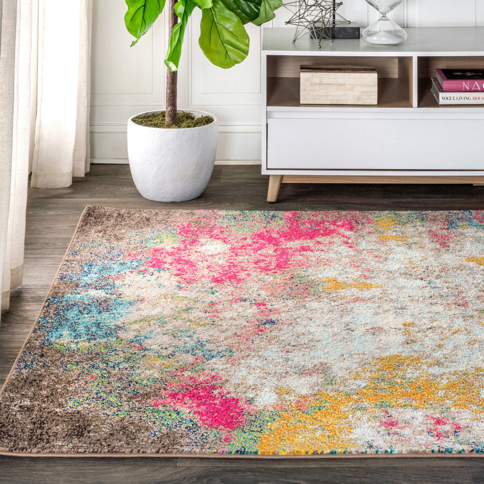 Contemporary POP Modern Abstract Multi/Yellow 3' x 5' Area Rug