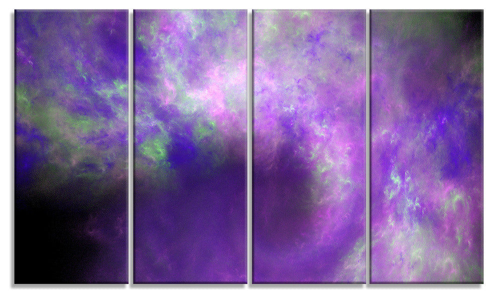 Perfect Light Purple Starry Sky, Abstract Canvas Art Print, 48"x28", 4 Panels