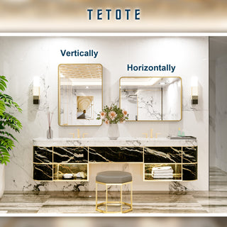 Metal Frame Decorative Rectangular Wall Mount Mirror, Gold, 20" x 28"