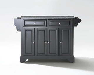 LaFayette Solid Granite Top Kitchen Island, Black Finish