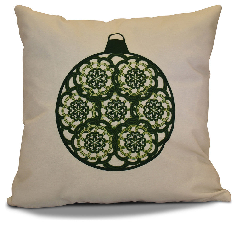 Decorative Holiday Pillow Geometric Print, Dark Green, 20"x20"