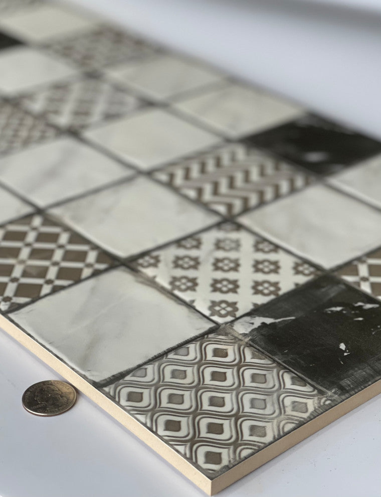 Milan 12 x 24 Ceramic Tile for Wall in Brown, Grey, and Black