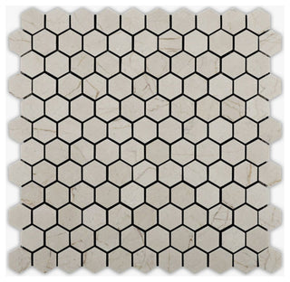 Crema Marfil Polished 1" Hexagon Marble Mosaic