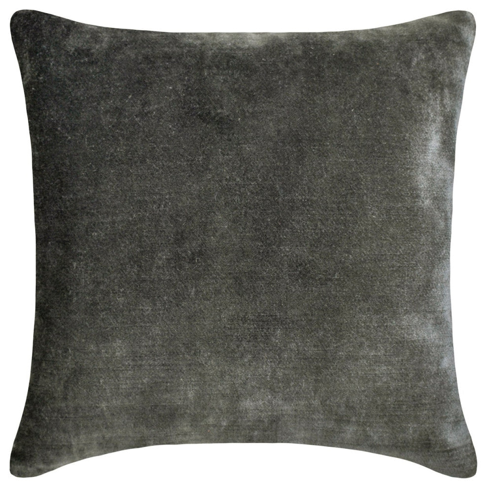 Grey Velvet Pillowcase 22"x22" Pillow Cover Top Zipper - Velvet Grey Jules