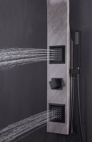 Aura 2-Jetted Shower Panel With Heavy Rain Shower and Spray Wand, Gray Marble