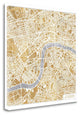 "Gilded London Map" By Laura Marshall, Giclee Print on Gallery Wrap Canvas
