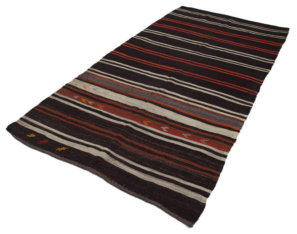 Rug N Carpet - Handmade Anatolian 5' 6'' x 10' 5'' Vintage Goat Hair Kilim Rug