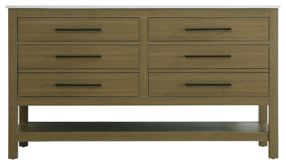Home Living 60" Double Bathroom Vanity, Chestnut Brown