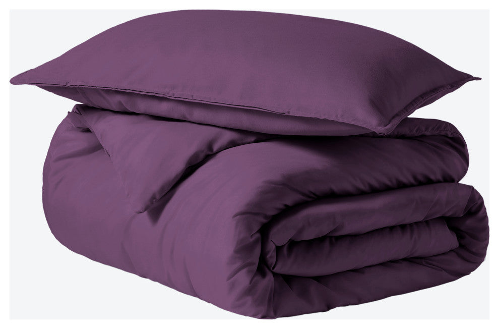 Bare Home Twin/Twin XL Microfiber Duvet Cover Set, Plum