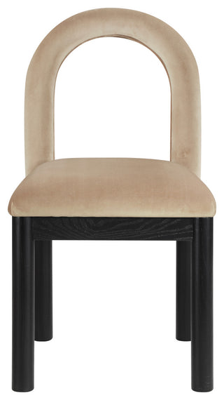 Conrad Upholstered Dining Chair, Beige, Velvet, Black Finish