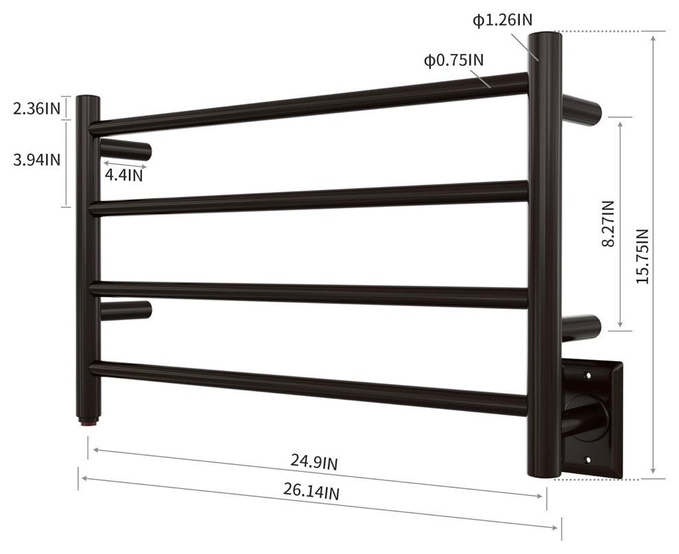 HEATGENE 4 Bar Wall-Mounted Plug-in / Hard-wiring Towel Warmer, Venetian Bronze