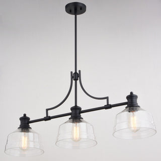 Beloit 3L Black Farmhouse Linear Chandelier Island Pendant Light Fixture