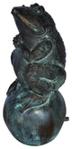 Frog With Green Patina Bronze Statue Fountain Size: 6" x 6" x 14"H