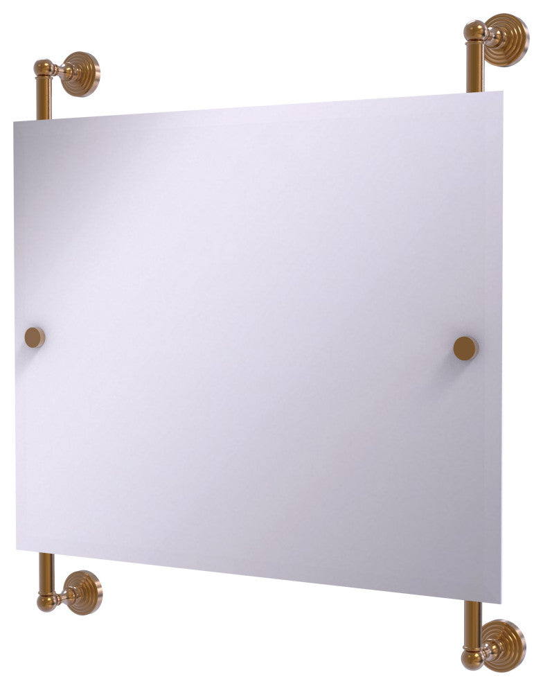 Waverly Place Landscape Frameless Rail Mounted Mirror, Brushed Bronze