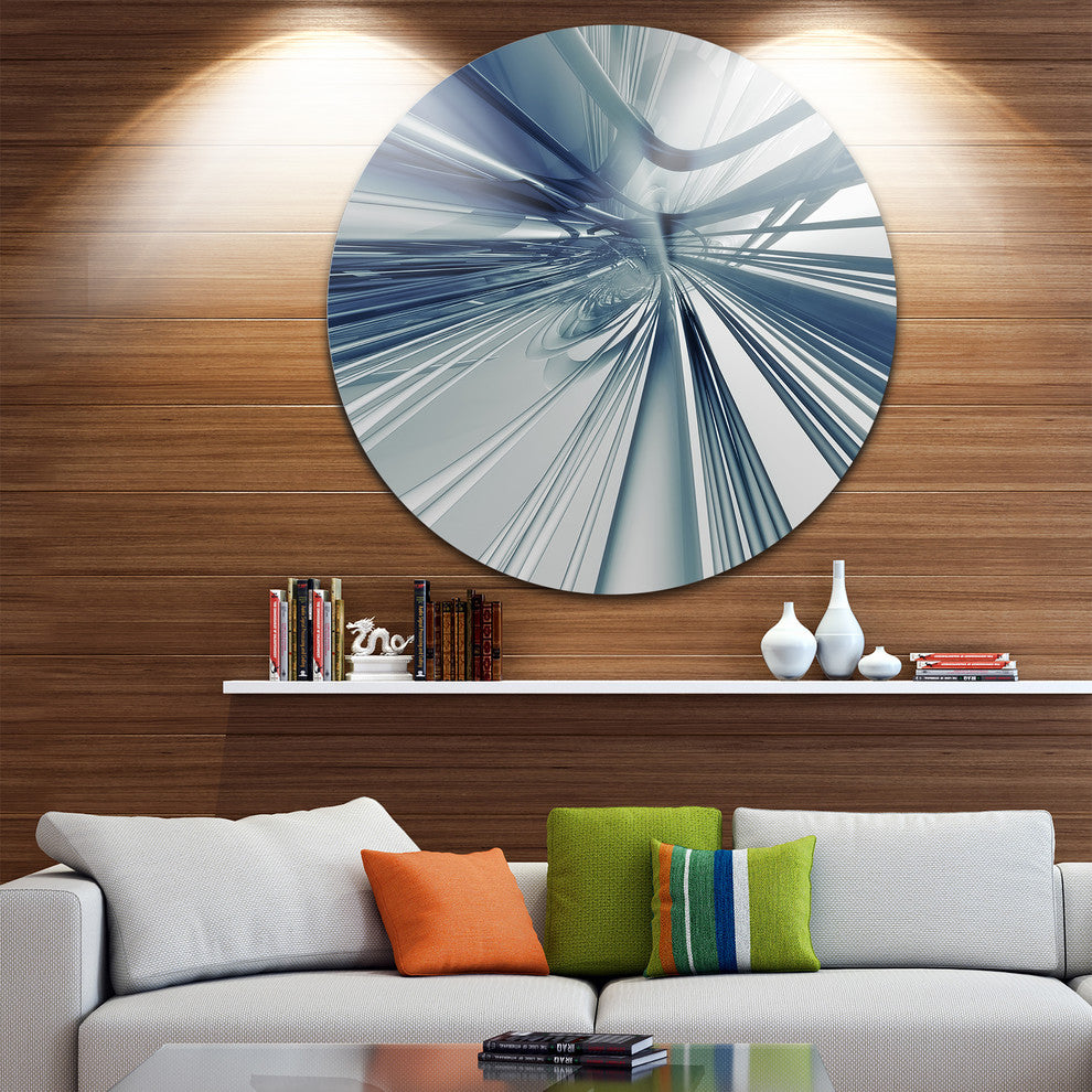 Blue 3D Textured Art, Abstract Digital Art Disc Metal Wall Art, 23"