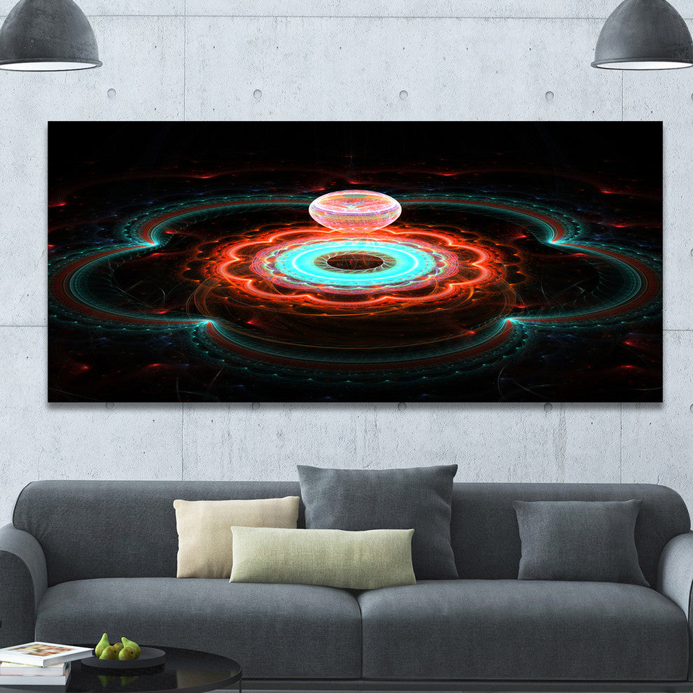 Balloon over Fractal Colored Area, Large Floral Canvas Art Print, 60"x28"
