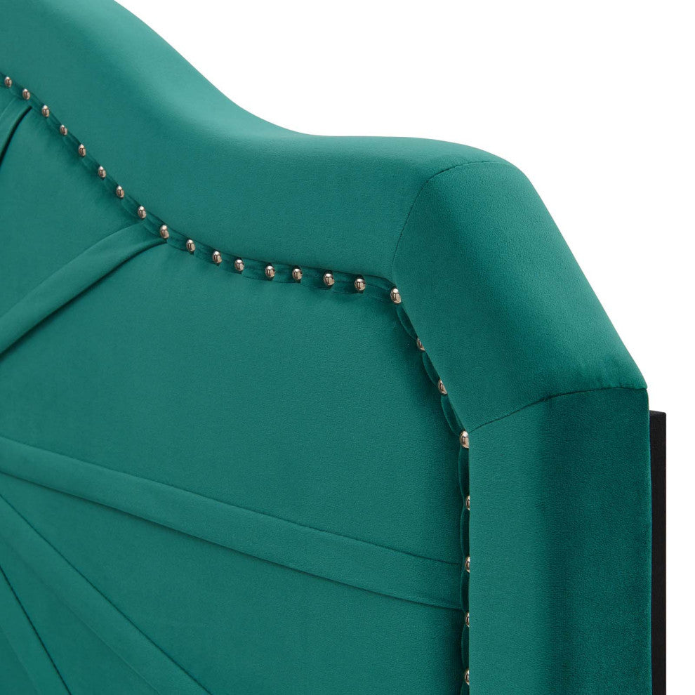 Headboard, Full Queen Size, Velvet, Teal Blue, Modern Contemporary, Bedroom