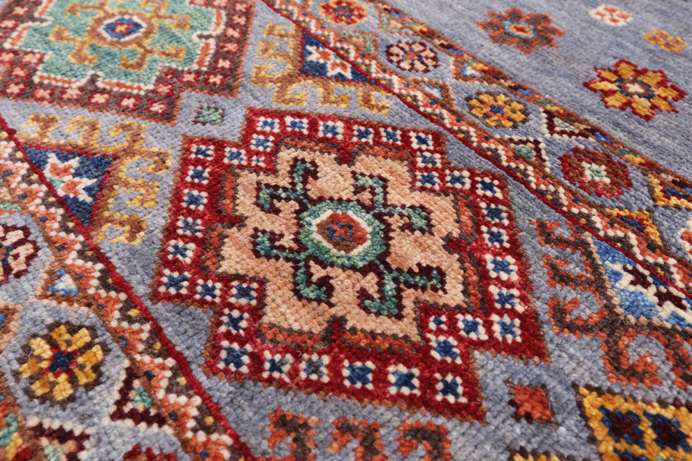 Super Kazak Khorjin Hand Knotted Wool Rug 4' 1" X 5' 10" - Q12511
