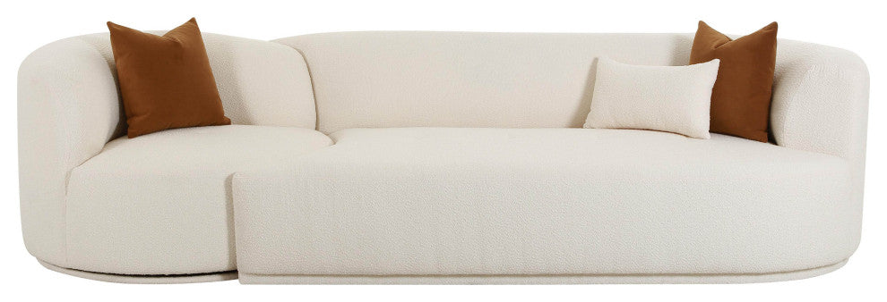 Fickle 2-Piece Modular Right Arm Facing Sofa, Cream