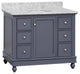 Bella 42" Bathroom Vanity, Marine Gray, Carrara Marble