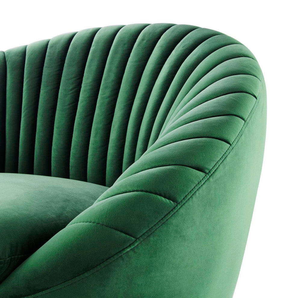 ArmTufted Chair Swivel Accent Tufted Chair, Black Green, Velvet, Modern, Lounge