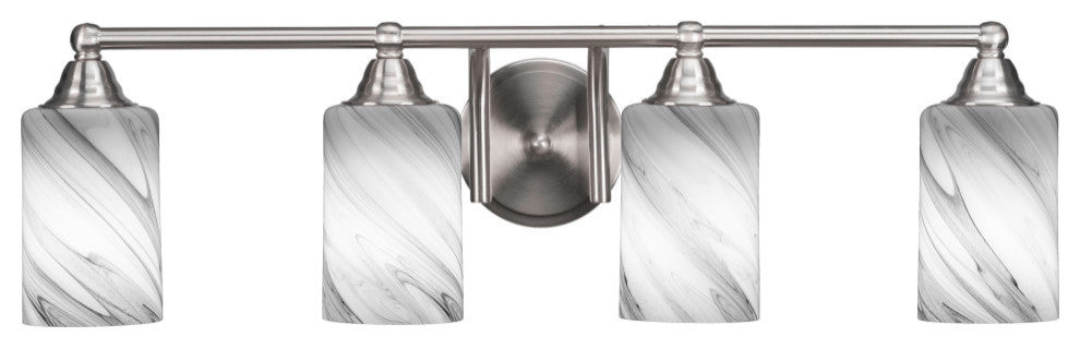 Paramount 4-Light Bath Bar, Brushed Nickel, 4" Onyx Swirl Glass