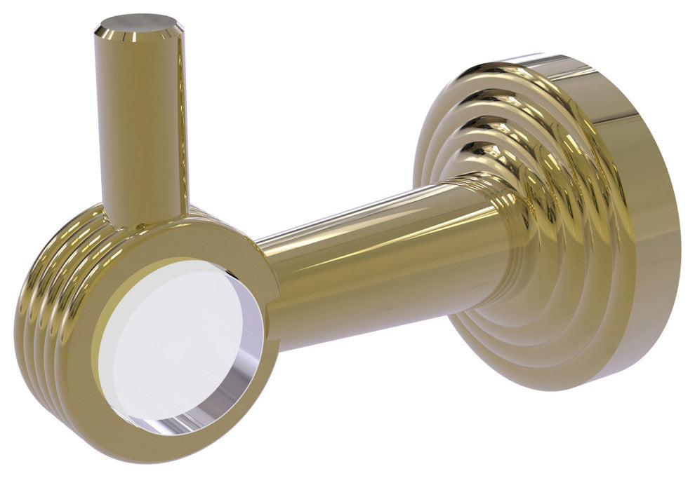 Pacific Beach Robe Hook with Groovy Accents, Unlacquered Brass