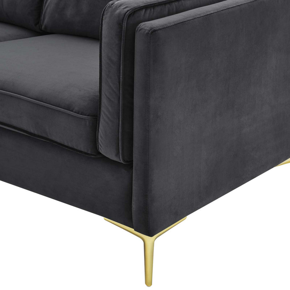 Sofa, Velvet, Dark Gray, Modern, Living Lounge Room Hotel Lobby Hospitality