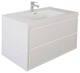 MOM Wall Mounted Vanity, Glossy White, 30", Single Sink, Wall Mount