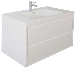 MOM Wall Mounted Vanity, Glossy White, 30", Single Sink, Wall Mount