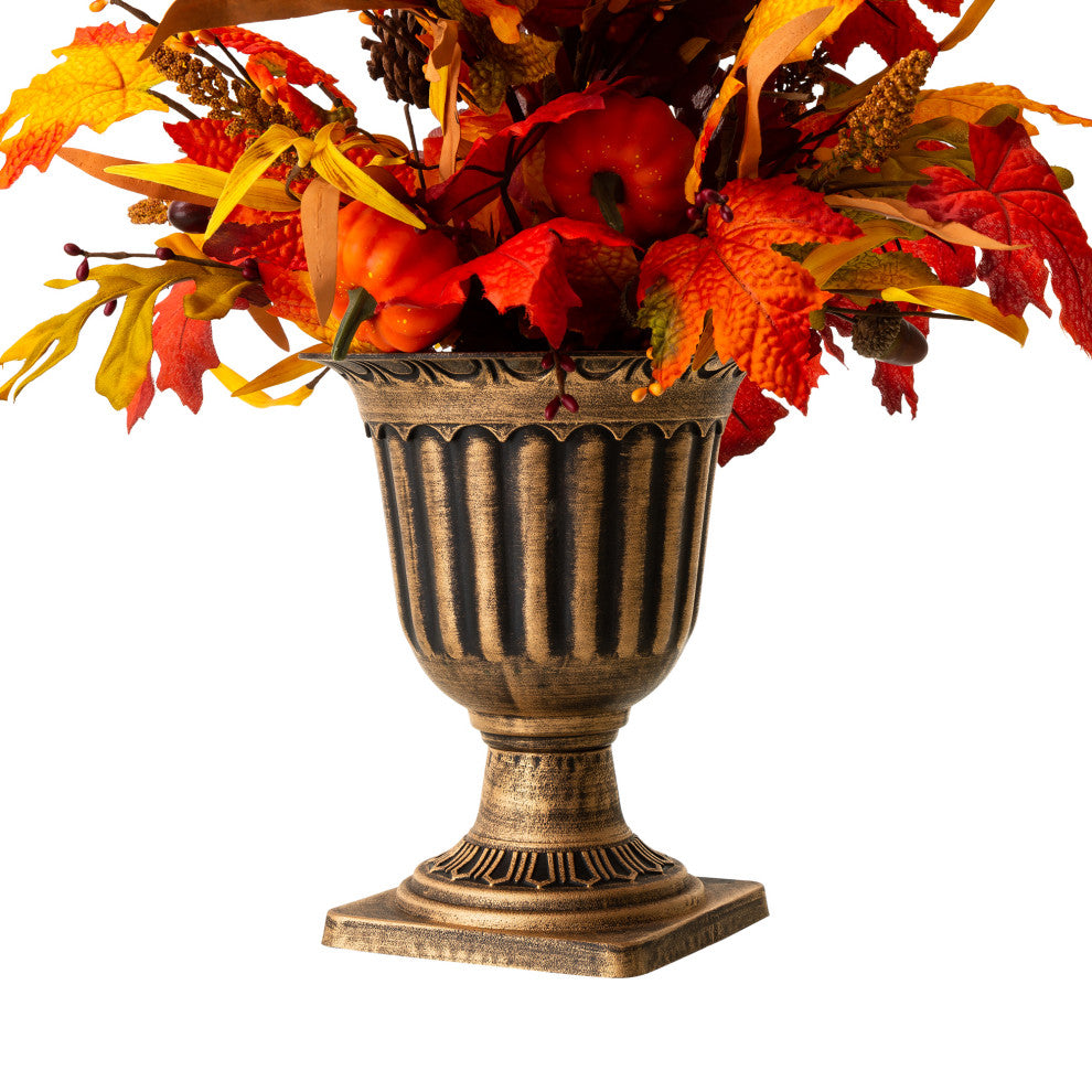 36"H Fall Lighted Maple Leaves Urn Potted Porch Tree, 20 Warm White Lights