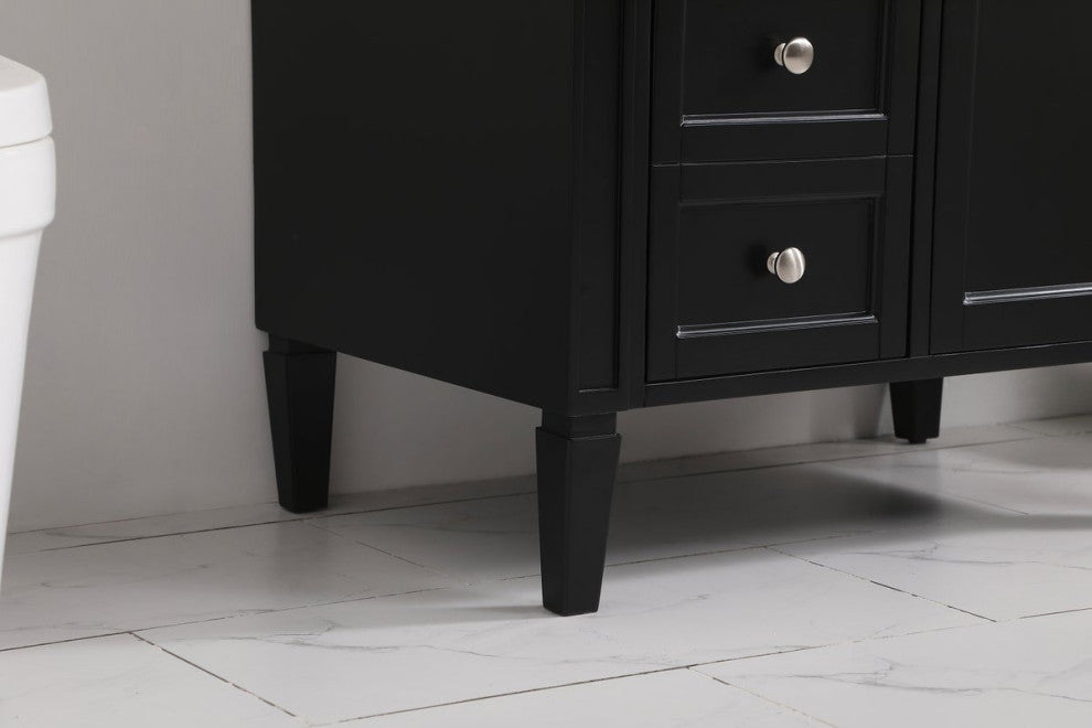 Home Living Vanity with Carrara White Marble Countertop, Black, 32", Single Sink